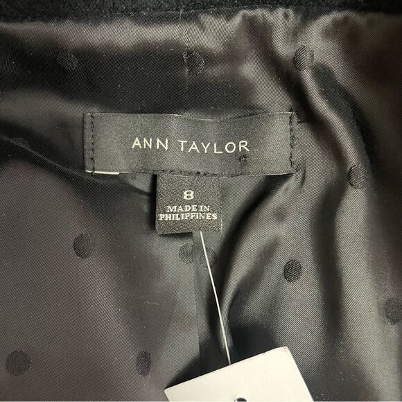 NWT Ann Taylor Black Velvet 2-Button Blazer Jacket Size 8 $179 Polka Dot Lining - Picture 14 of 16